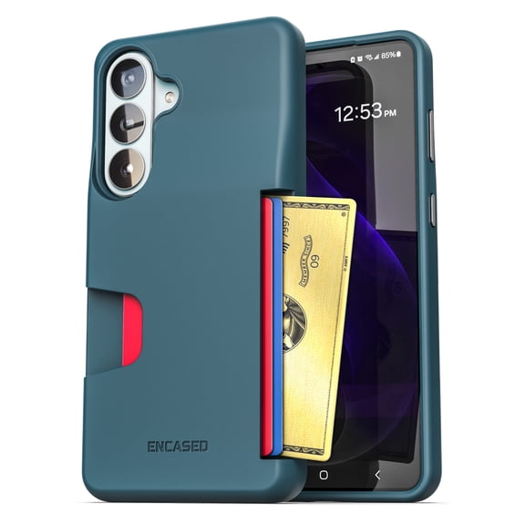 Encased for Samsung Galaxy S26 Wallet Case (Cache Series) - Protective Phone Case with Built-In Card Holder Slot (Blue)