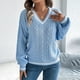 thumbnail image 1 of Suéter de cuello redondo para mujer, suéter de manga larga con cuello en V, tops de acrílico para mujer, 1 of 8