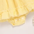 thumbnail image 6 of ZEHJUHAN Infant Girls Smocked Bubble Romper Dress Short Puff Sleeves with Matching Headband Yellow，6-12M, 6 of 7