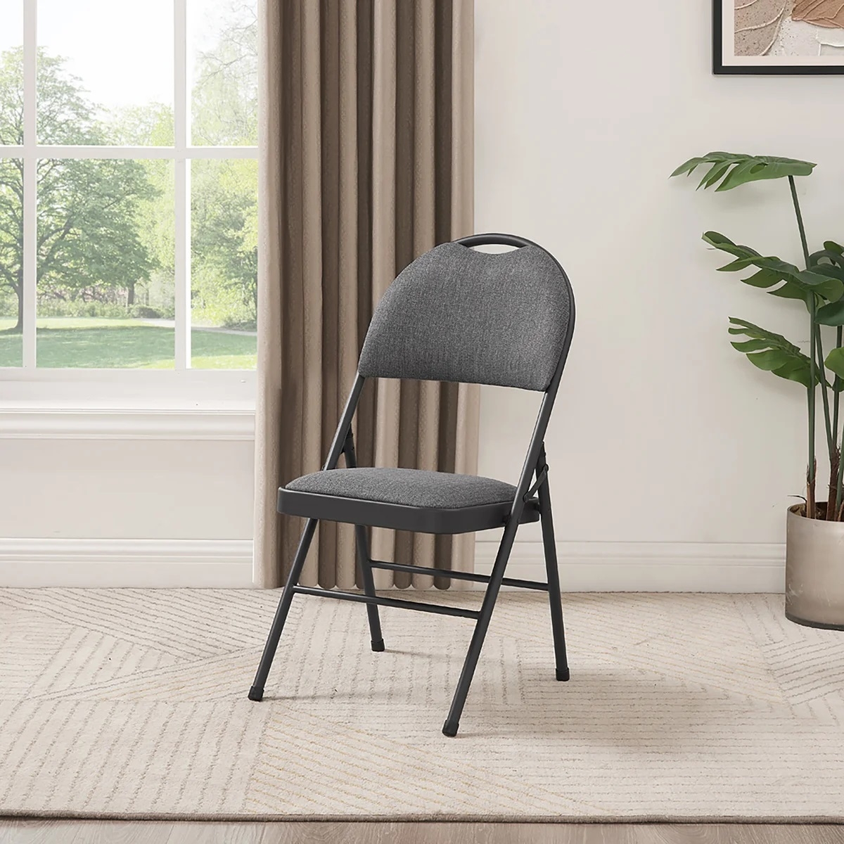 Maxchief Metal High Back Padded Folding Chair, Gray