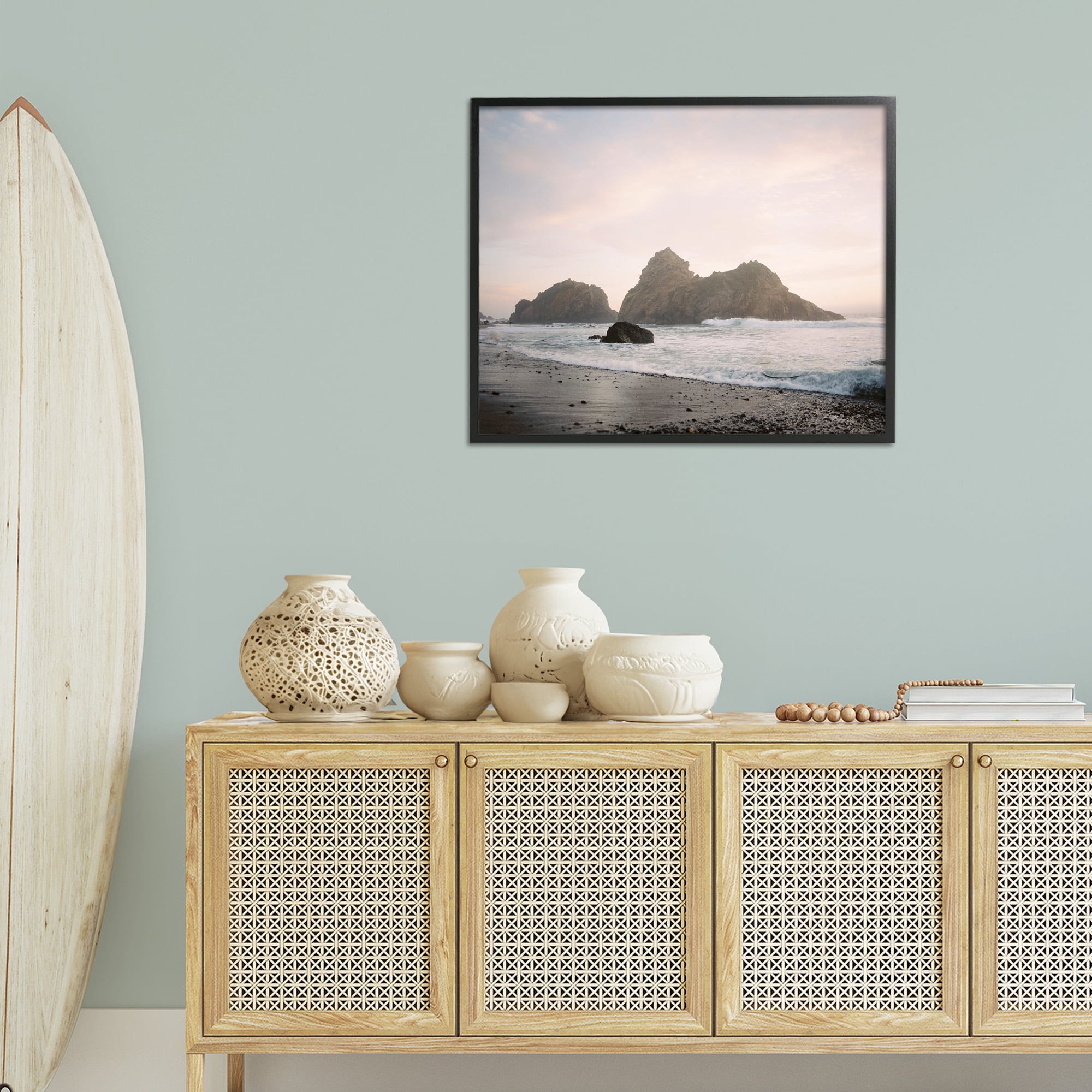 Stupell Industries Seaside Cliffs Landscape Landscape Photography Black Framed Art Print Wall Art, 30 x 24
