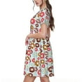 thumbnail image 2 of Naloa Colorful Donuts Print Womens Summer A-Line Dress with Pockets,Short Sleeve Dresses,Flowy Beach Swing Dress for Vacation Travel, 2 of 6