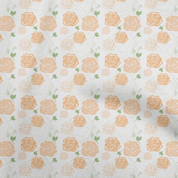oneOone Cotton Poplin Orange Fabric Floral Quilting Supplies Print Sewing Fabric By The Yard 42 Inch Wide