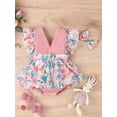 thumbnail image 2 of Bagilaanoe Newborn Baby Girl Easter Rompers Dress Print Sleeveless V Neck Bodysuit + Headband 6M 12M 18M 24M Infant One Piece Jumpsuit, 2 of 9