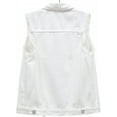 thumbnail image 2 of XINQIHANG Women's Ripped Lapel Collar Button Up Sleeveless Frayed Denim Vest Jacket, 2 of 7