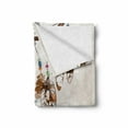 thumbnail image 2 of Bohemian Soft Flannel Fleece Blanket, Dreamcatcher Feathers Design Never Stop Dreaming Typography Cartoonish Style, Cozy Plush for Indoor and Outdoor Use, 60" x 80", Beige and Brown, by Ambesonne, 2 of 6