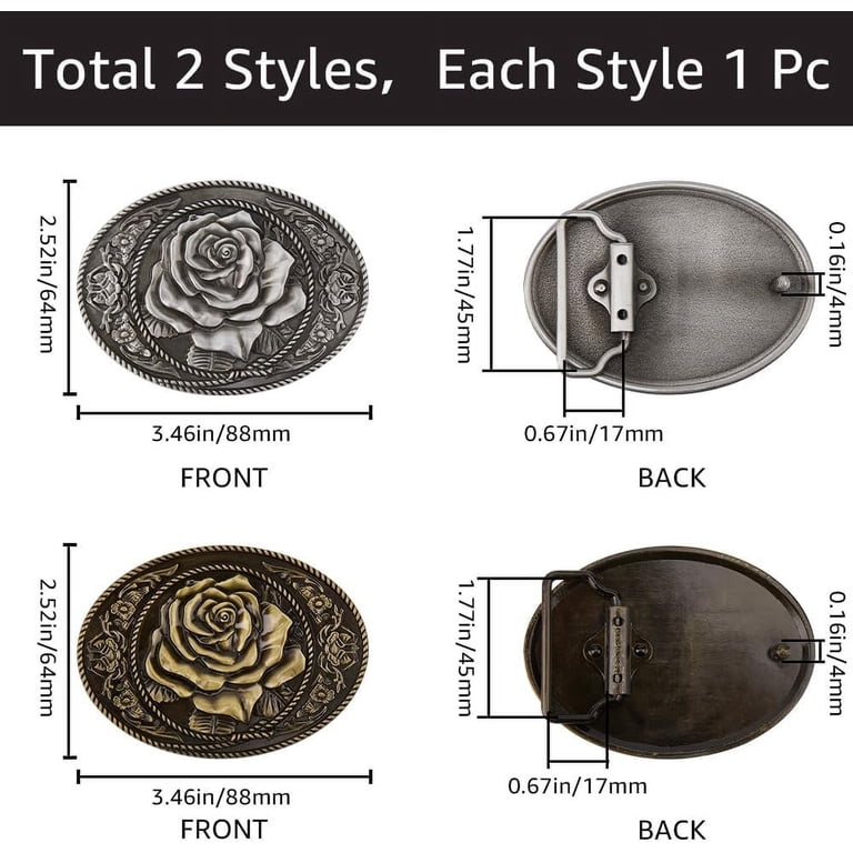 2 Colors Rose Belt Buckle Western Vintage Oval Bohemian  display picture 1
