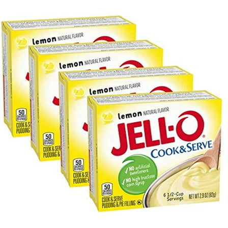 Jell-O, Cook & Serve, Pudding & Pie Filling, Lemon, 2.9Oz Box (Pack Of 4)