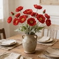 thumbnail image 4 of Poppy Artificial Fake Poppies Flower with Stems Silk Floral for Wedding Bouquet Party Spring Arrangement Home Cemetery Decorations Red, 4 of 6