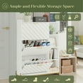 thumbnail image 6 of Shoe Cabinet Storage for Entryway Striped Shoe Organizer with 3 Flip Drawers and Open Shelves Modern Freestanding Slim Shoe Closet for Hallway Entrance Bedroom Living Room, 6 of 19