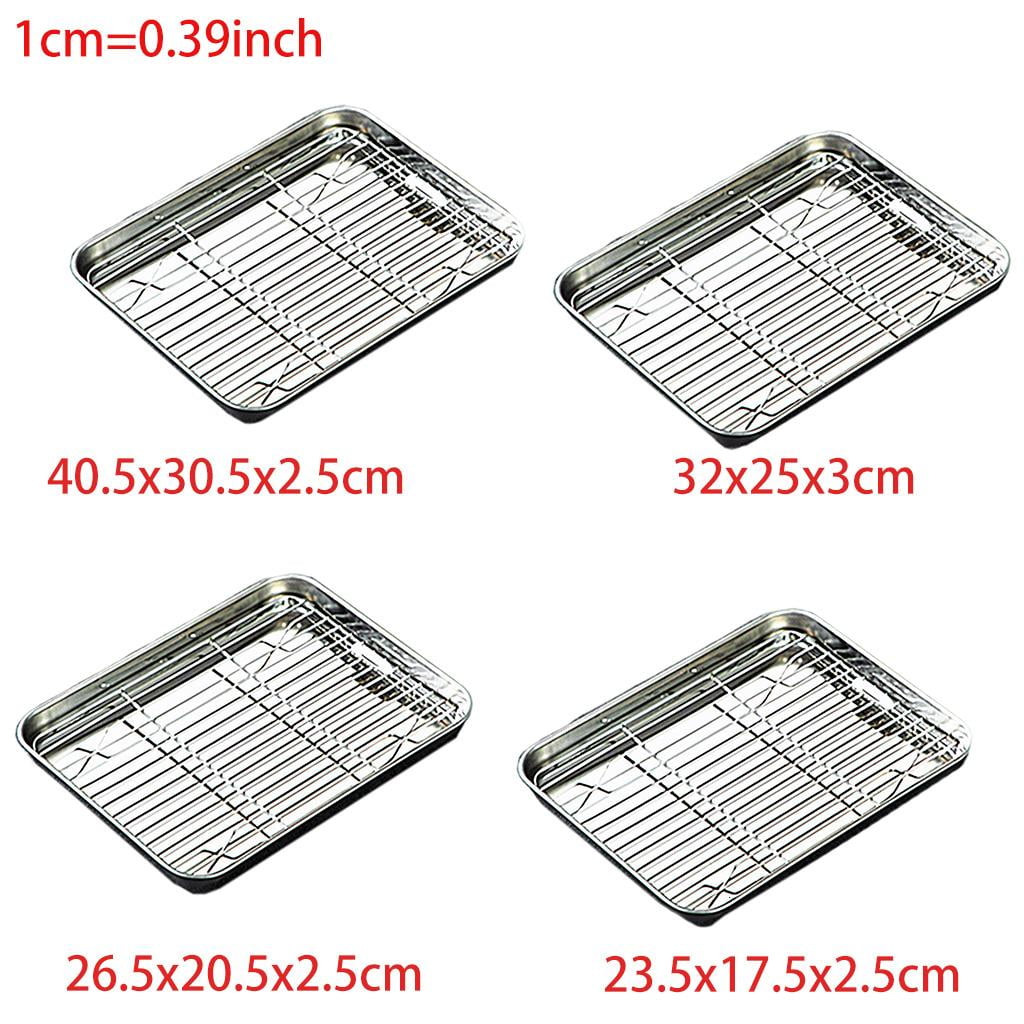 SDFGTstore Baking Sheet Tray with Removable Rack Set Stainless Steel Cooling Pan for Oven Non Toxic Dishwasher Safe
