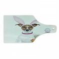 thumbnail image 1 of Easter Cutting Board, Dog Dressed up as Easter Bunny Holding a Basket of Eggs Funny Animal Illustration, Tempered Glass Cutting and Serving Board, Wine Bottle Shape, Multicolor, by Ambesonne, 1 of 1