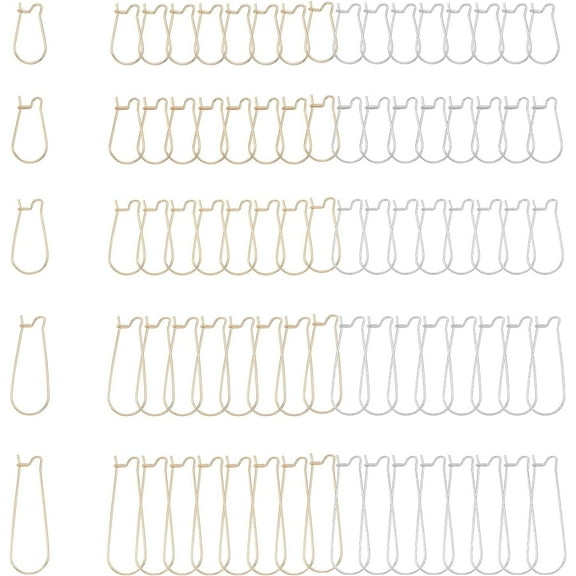 60 Pieces 5 Sizes 20/22/25/33/39mm Hypoallergenic Ear Wires Stainless Steel Hoop Earrings Kidney Earwire Golden Stainless Steel Color Earring Hooks for DIY Jewelry Making Multi-color