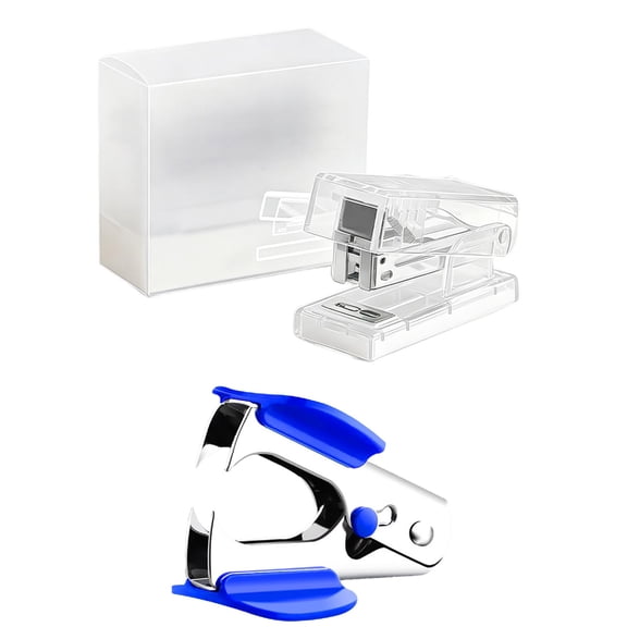 Iumwxz Mini Clear Acrylic Stapler with Steel Structure, Portable Handheld Stapler for Standard Staples, Includes Staples and Staple Remover, for Home Office Indoor Desk Supplies