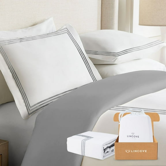 Lincove Luxury Duvet Cover Set Latina Collection- 100% Ultra Soft Cotton Sateen - Twin