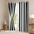 thumbnail image 3 of Manfei Geometric Stripe Kitchen Curtains,Contemporary Minimalist Black Out Curtains Pack of 2 (42x63 Each), Black White, 3 of 6