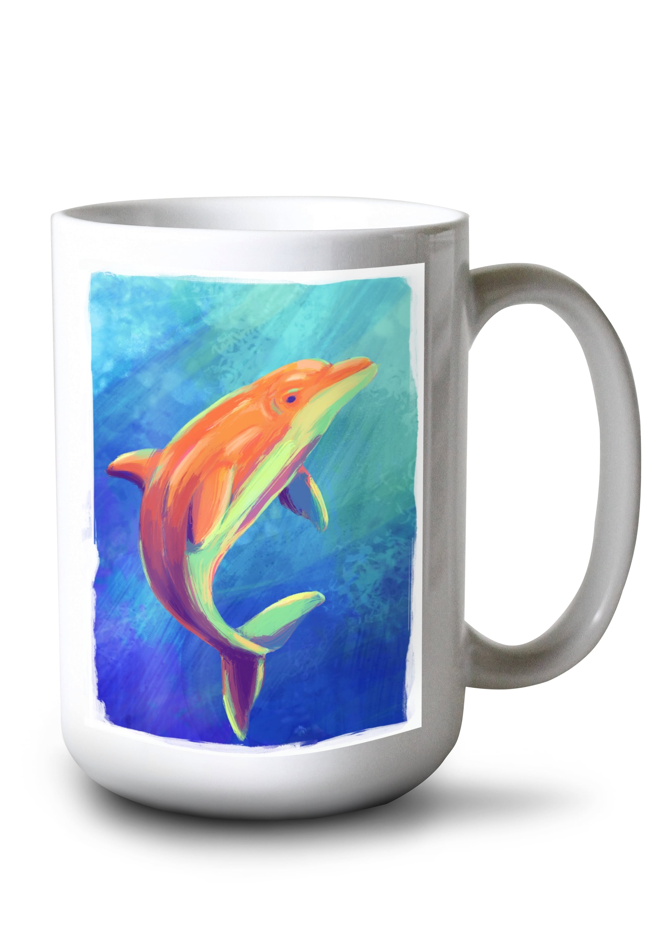 NOVELTY 3D LEAPING DOLPHIN DESIGN HANDLE COFFEE MUG TEA CUP NEW IN GIFT BOX 