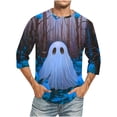 thumbnail image 1 of Camisas de Manga Larga para Hombres Imprimir Casual Cuello Redondo Blusa de Manga Corta, Camisas de Lino para Hombres, 1 of 4