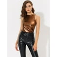 thumbnail image 2 of DARING DIVA Women's Metallic Sleeveless Tank Top S Brown, 2 of 6