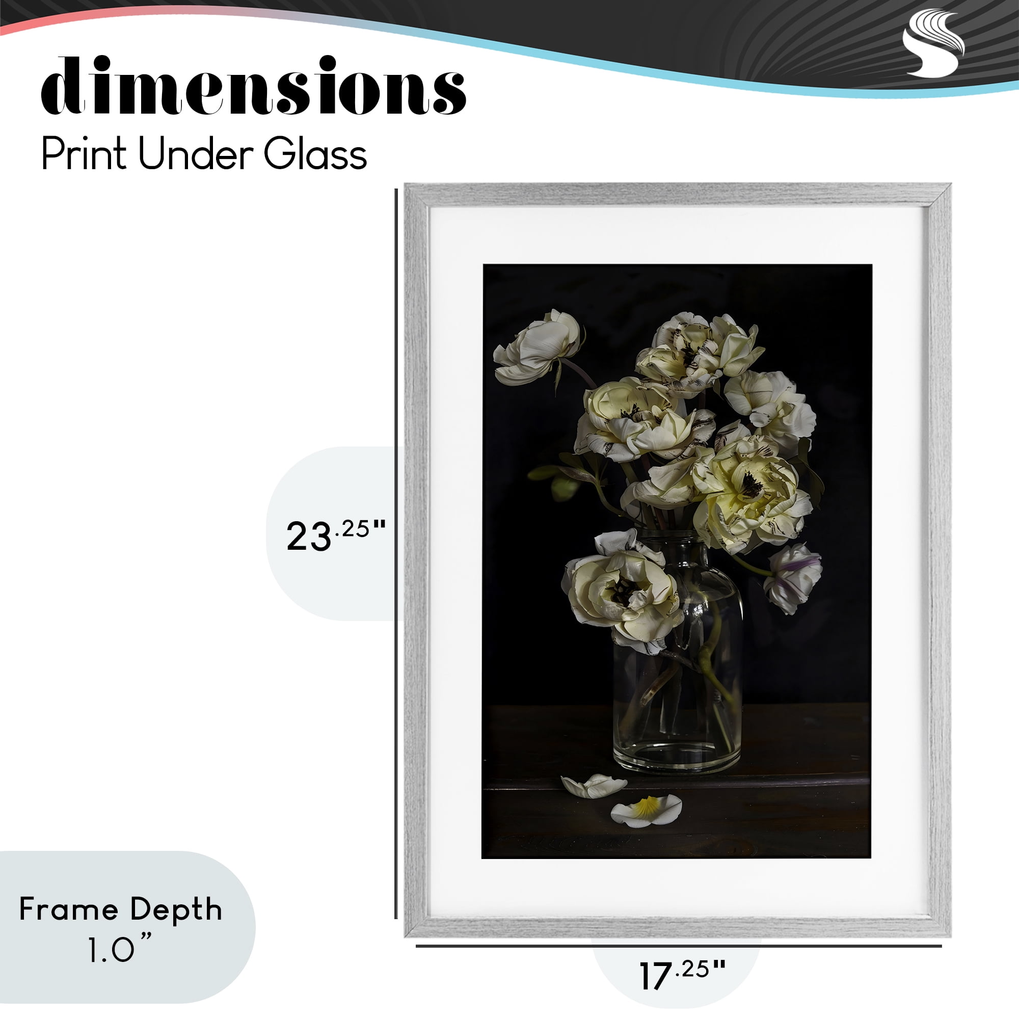 Stupell Industries Elegant Arrangement of Cream Blossoms Gray Framed Print Under Glass, design by Creative Studio
