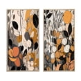 thumbnail image 2 of Designart "Terracotta Retro Wildflowers Illustration I" Abstract Botanicals Framed Wall Art Set Of 2 - Modern Brown Framed Canvas Set For Living Room Decor, 2 of 6
