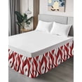 thumbnail image 4 of Red White Moire Wrap Around Bed Skirts for Queen Bed 16" Drop, Bed Skirt with Adjustable Elastic Belt Dust Ruffle Bed Valance for Bedroom Hotel Luxury Modern Abstract Art Bed Frame Cover, 4 of 7