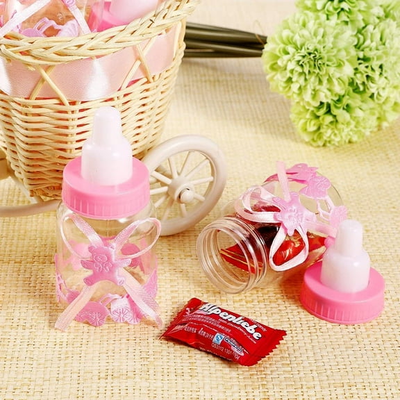 CHNLOJ 24 x Pink Baby girl Candy Bottle Gift Box for Christening Baby Shower Babyshower Kids Party Garden Party Party Favor…