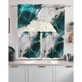 thumbnail image 2 of Marble Turquoise Kitchen Curtains Sets 24 Inch Length with Valance, Abstract Gold White Brick Stone Motif Swag Valances and Tiers Curtain Set Drapes Swag Curtains for Living Room, Bathroom, Bedroom, 2 of 6