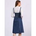 thumbnail image 4 of DARING DIVA Women's Casual Denim Overall Cross Back Belted Jean Dress XS Dark Blue, 4 of 6