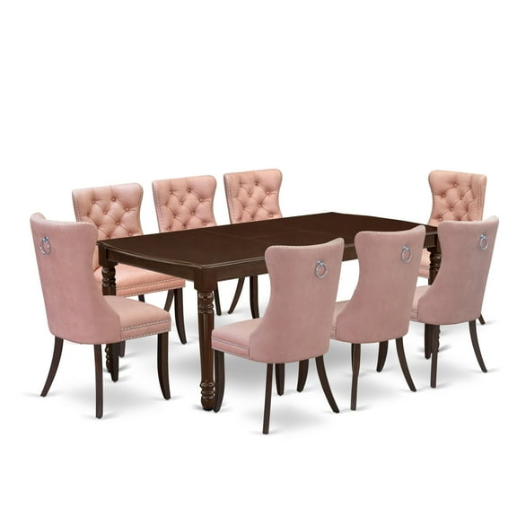 East West Furniture 9 Piece Kitchen Table Set