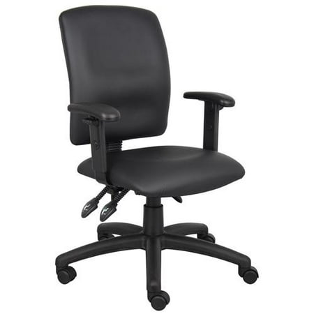 OCC Multil-Function Task Chair Computer Desk chair-Middle Back Ergonomic Office Chair- Black PU Leatherrette with Adjustable