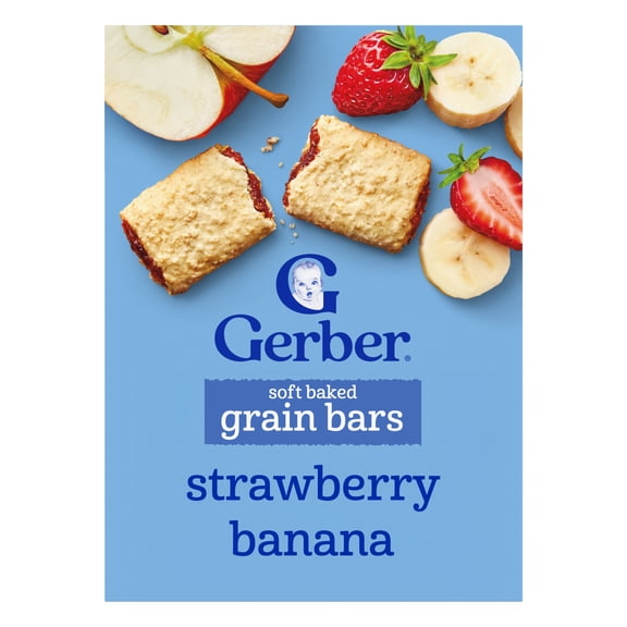 Gerber Toddler Snacks, Soft Baked Grain Bars, Strawberry Banana