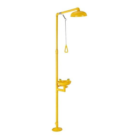 Emergency Shower Eye Wash Station, 34.25 x 15.75 x 91.73 Inch 304 Stainless Steel Eyewash and Shower Combination, OSHA-Approved First Aid Eye Wash Station, for Schools, Labs, Factories, Yellow