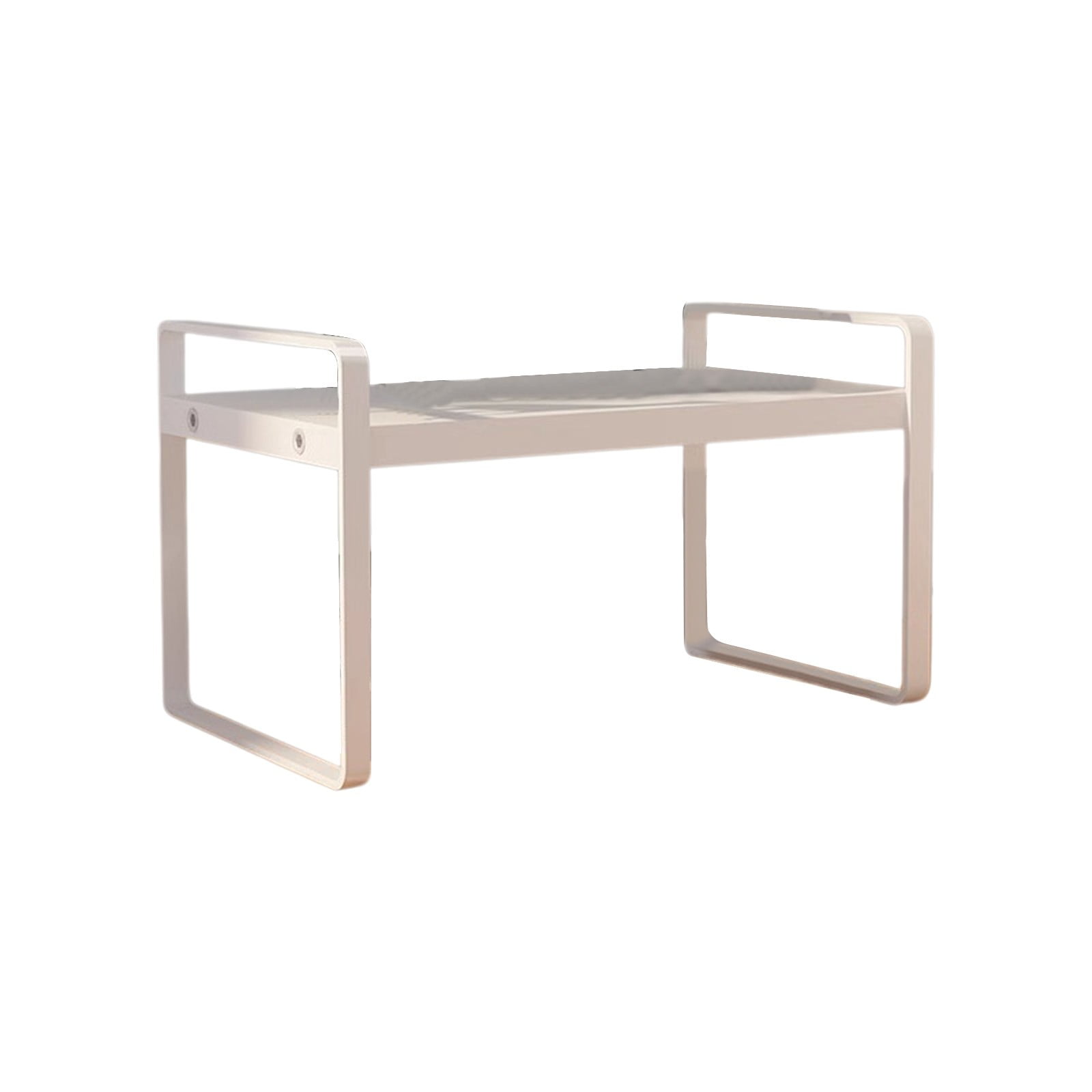 Merryso 2-Tier White Desktop Storage Rack, Iron Frame Wooden Board Desk Organizer, Space-Saving Student Bookshelf for Office Dorm, Small Countertop Shelf