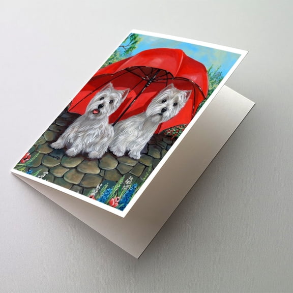Westie April Showers Greeting Cards and Envelopes Pack of 8