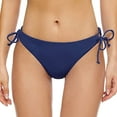 thumbnail image 2 of kamemir Women's Tie Side Bikini Bottoms Mid Rise String Bathing Suits Bottom(Navy,L), 2 of 5
