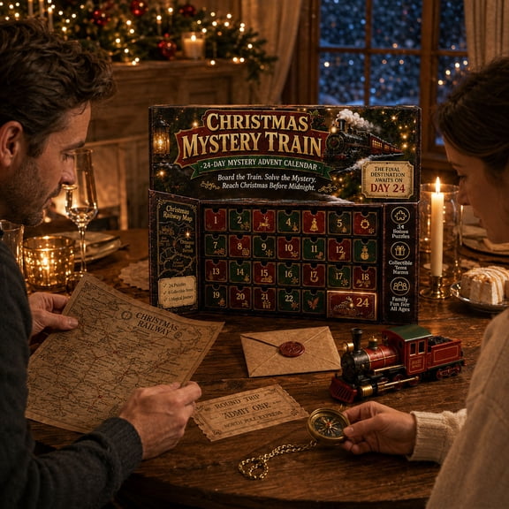 24-Day Christmas Mystery Adventure Advent Calendar, Christmas Puzzle Game with Story Theme, Open A New Discovery Every Day Escape Room Countdown Gift for Family & Adults
