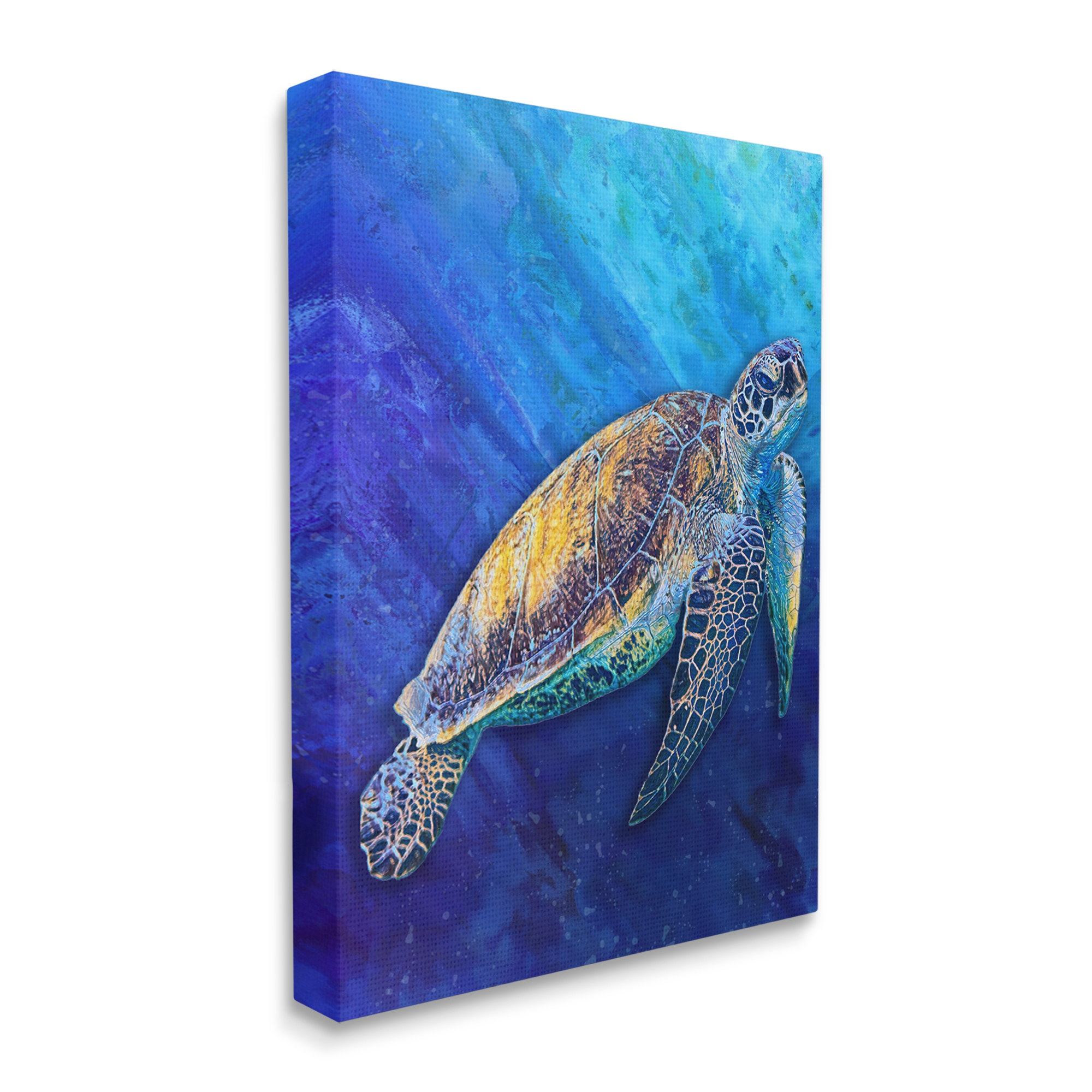 Stupell Industries Sea Turtle Swimming Deep Blue Ocean Under Water Canvas Wall Art, 24 x 30, Design by Alpenglow Workshop