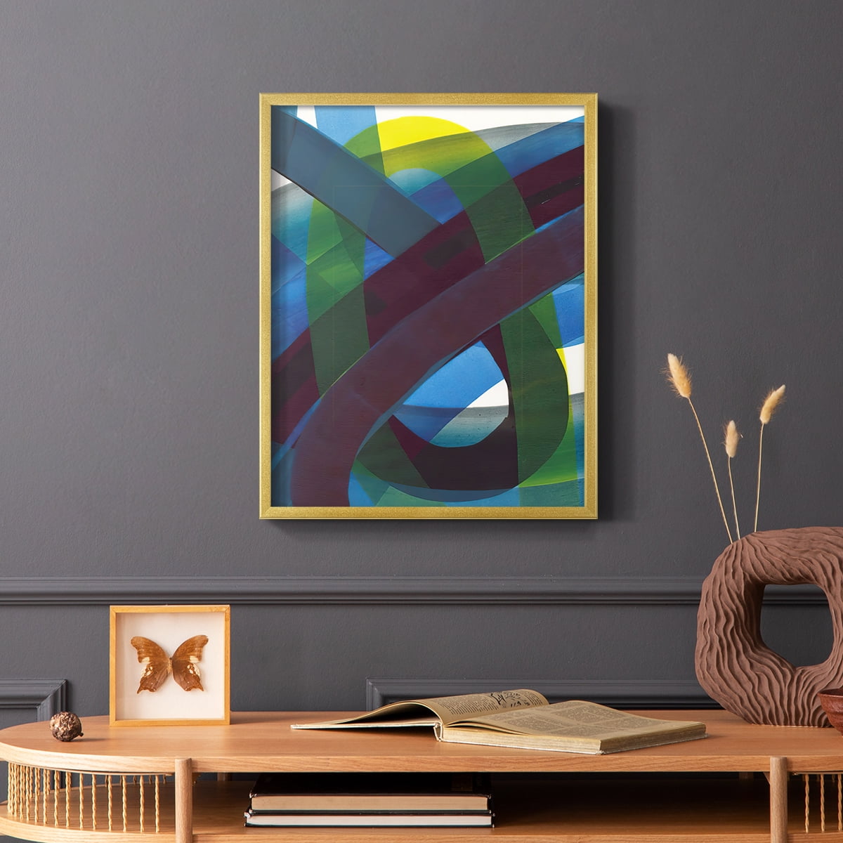 Cool Network I Framed Print in Gold Solid Wood Framed Print No Nail Hanging