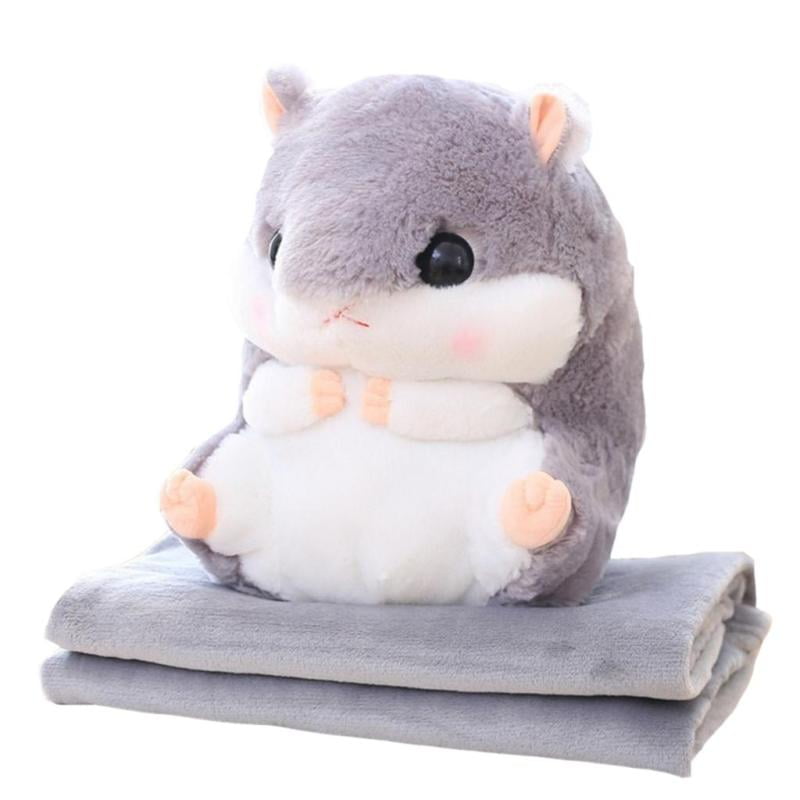 Hamster Shape Bolster Throw Pillow with Blanket Pillow Plush Kids Toys Gifts 