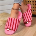 thumbnail image 4 of Xfvqtps Womens Stripe Slippers Open Toe Soft Sole House Shoes Indoor Warm Fall Winter Slip on Cozy Cute Slides, 4 of 8