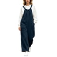 thumbnail image 3 of akafmk Corduroy Overalls for Women Adjustable Strap Wide Leg Jumpsuit Dressy Casual Long Pants with Pockets Fall Winter Outfits, Size 3XL, 3 of 8