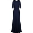 thumbnail image 2 of Bon Rosy, Women's, 3/4 Sleeve V-Neck Solid Maxi Wrap Dress, Navy, M, 2 of 5