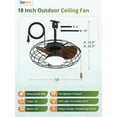 thumbnail image 4 of Zardon 18" Outdoor Ceiling Fan with Light and Remote, Caged Waterproof Gazebo Fan with Pull Chain for Patio, Porch, Pergola Canopy, App Control, 4 of 8