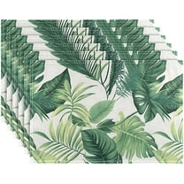 Tropical Palm Leaves Placemats Set of 6,Summer Green Plant Leaf Dining Table Mats,Non-Slip Washable Place Mats Farmhouse Kitchen Table Placemats for Indoor Outdoor Party Wedding Decoration,12x18 inch