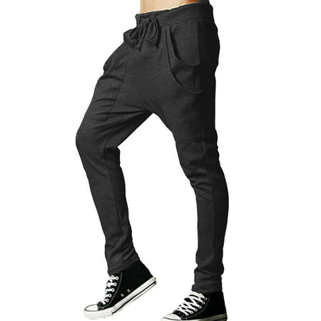 Fashion Men Slant Pockets Front Harem Pants Dark Gray W30 | Walmart Canada