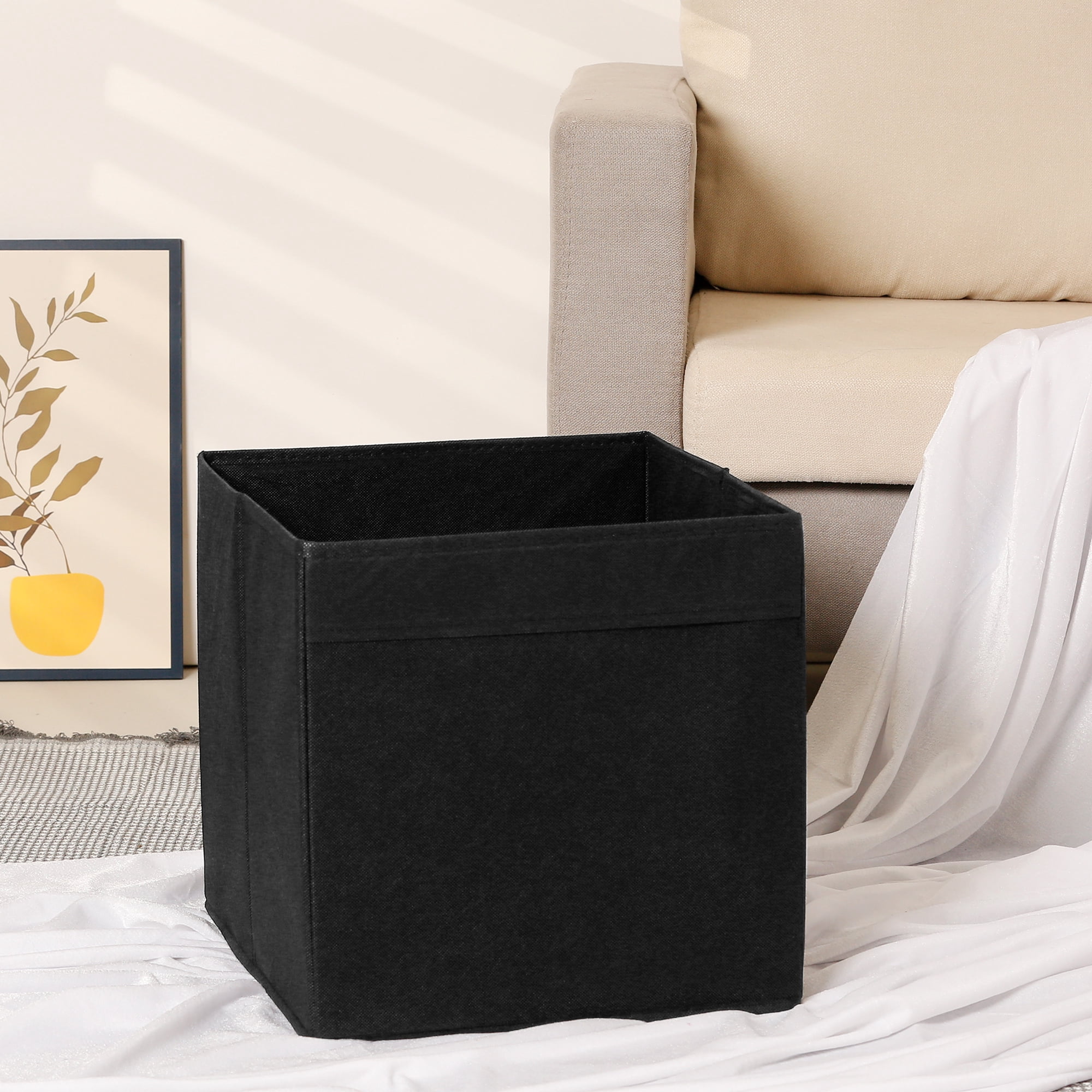 REGALWOVEN Collapsible Fabric  Storage Cube, Storage Bin for Shelves Closet, Storage Basket Black 15*13*13in
