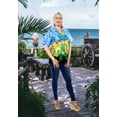 thumbnail image 5 of HAPPY BAY Women's Swim Overshirt Summer Hawaiian Blouse Top S Motor Ride, Royal Blue, 5 of 5
