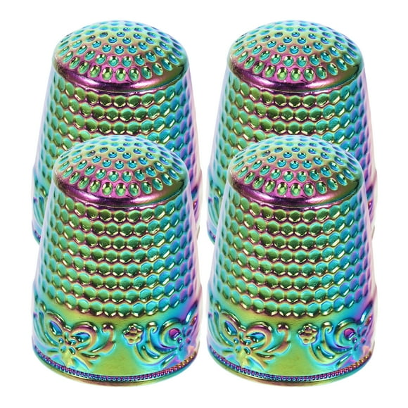 KAKOWELY 4pcs Sewing Thimbles Metal Thimbles For Hand Sewing Finger Protector Quilting Craft Accessories For Knitting Needlework Diy Tools,0.91X"X0.71"X0.71"