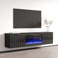 thumbnail image 2 of Knoxville BL-EF Floating Fireplace TV Stand for TVs up to 80", Modern High Gloss 71" Entertainment Center, Wall Mounted Electric Fireplace TV Media Console with Storage Cabinets, 2 of 9